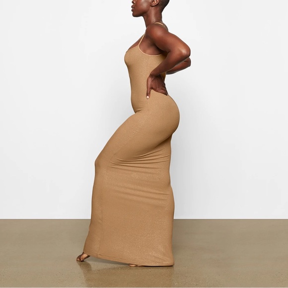 SKIMS SOFT LOUNGE SHIMMER LONG SLIP DRESS - Picture 2 of 8